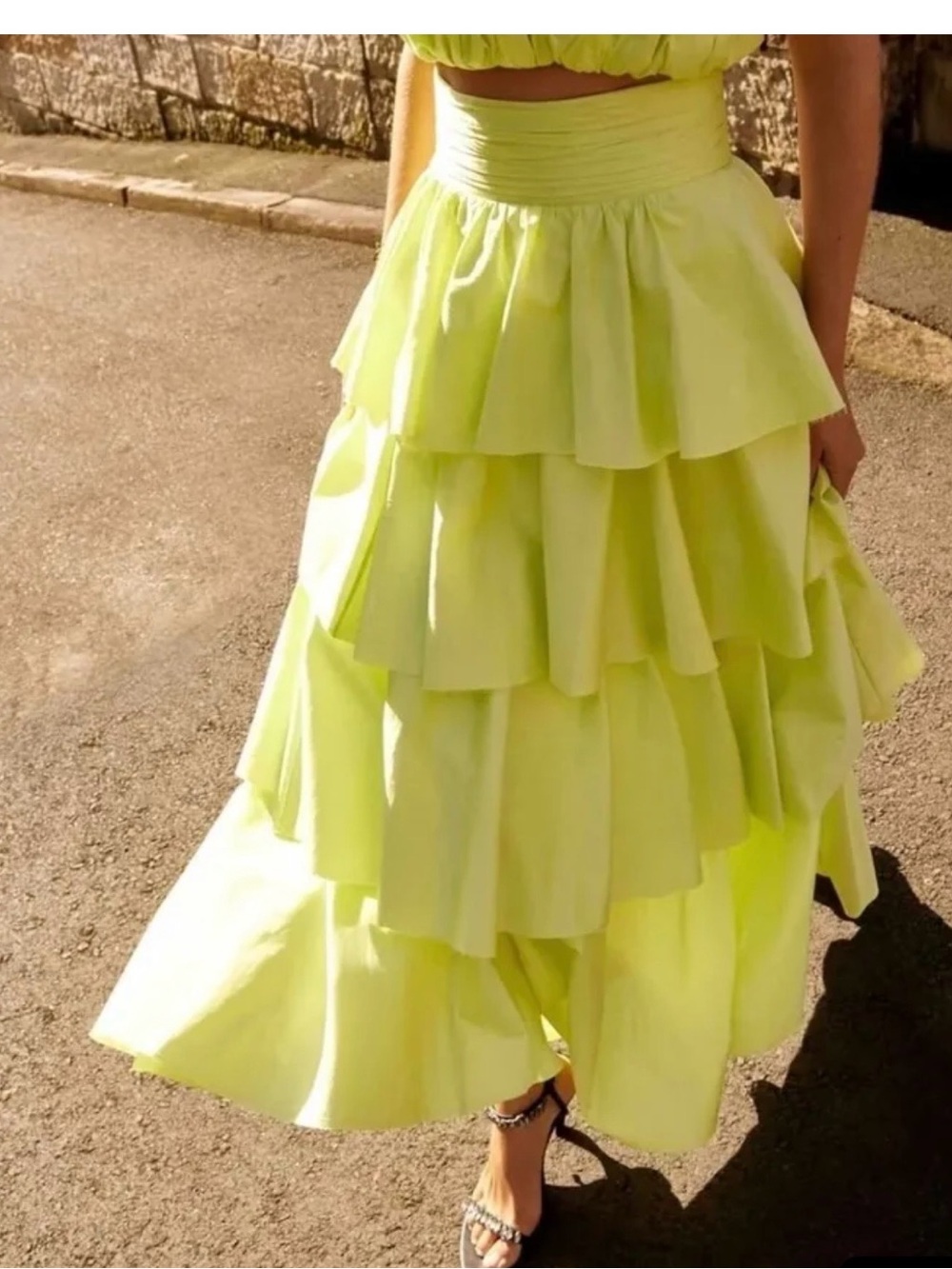 Aje Lemon Tiered Ruffle Maxi Skirt